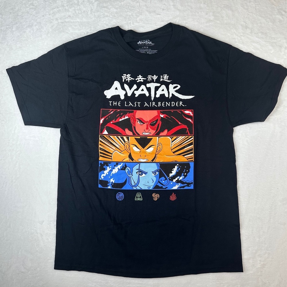 NWOT Avatar The Last Airbender T-Shirt Mens Large Black Zuko Aang Katara